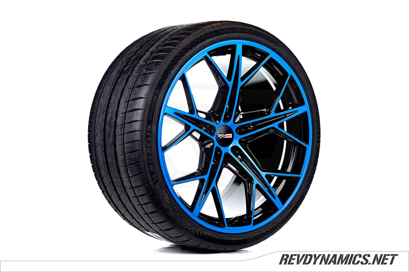 Cray Hammerhead 21" Rim Powdercoated Rapid Blue and Black Corvette C8 colors