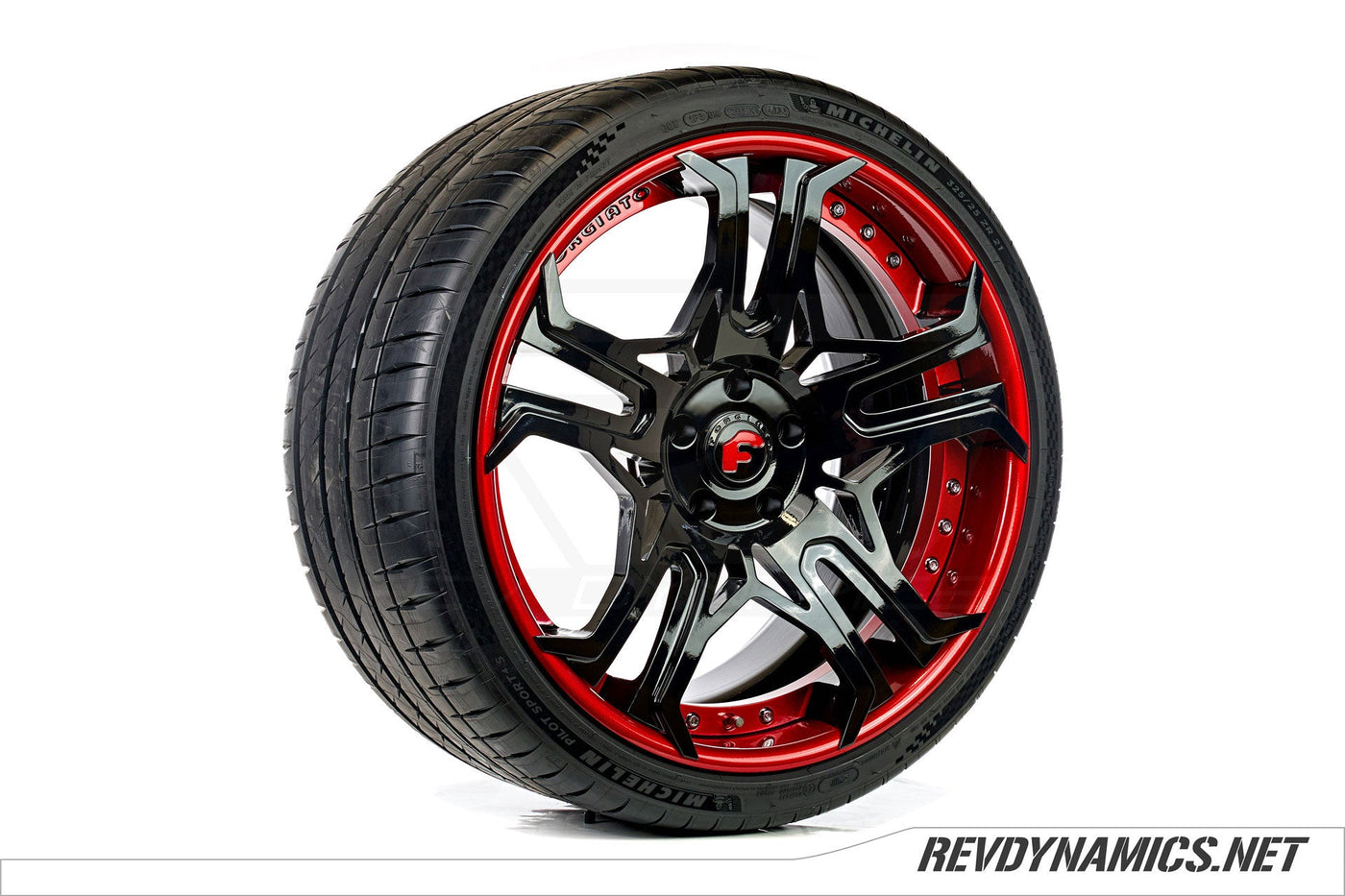 Forgiato C8-ECL 21" Rim Powdercoated Sunset Red and Black Corvette C8 colors