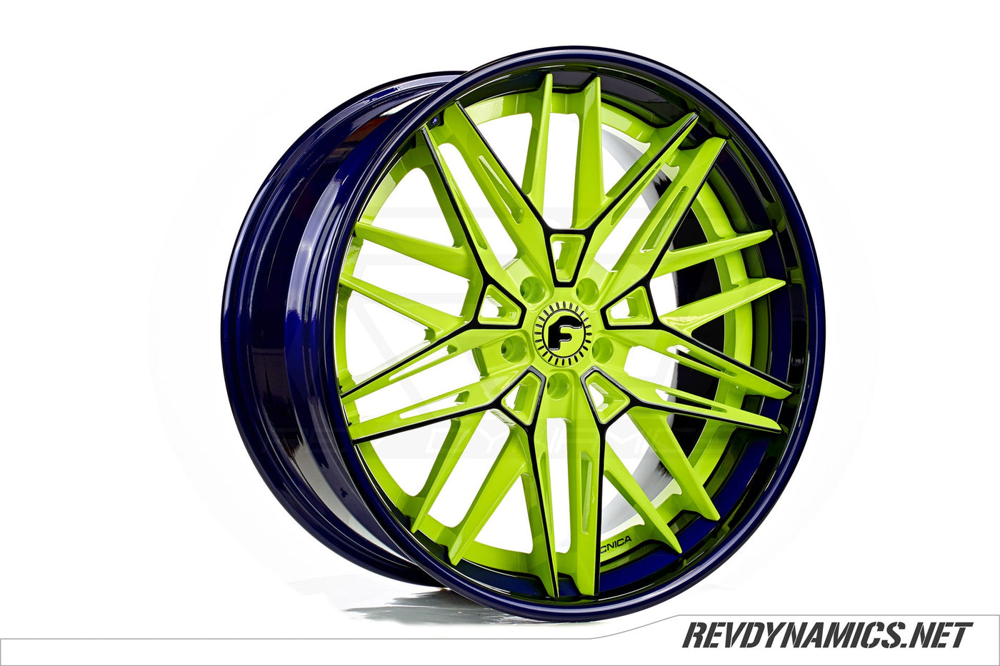 Forgiato Tec 3.14 22" Rim Powdercoated Dormant Blue, Black, and Yellow Corvette C8 colors