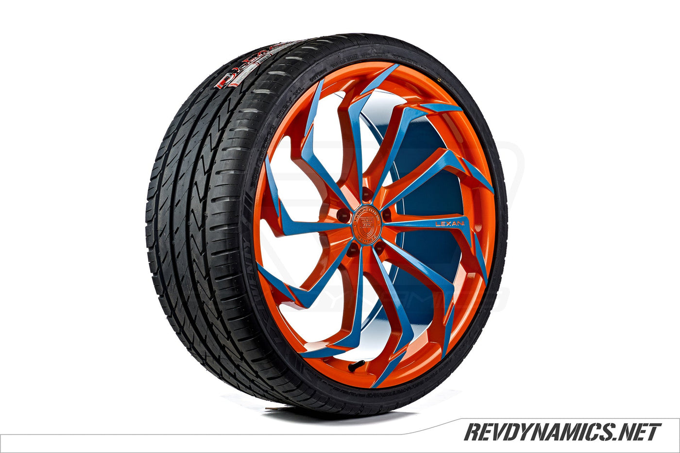 Lexani Static Wheel Powder Coated in Orange and Teal