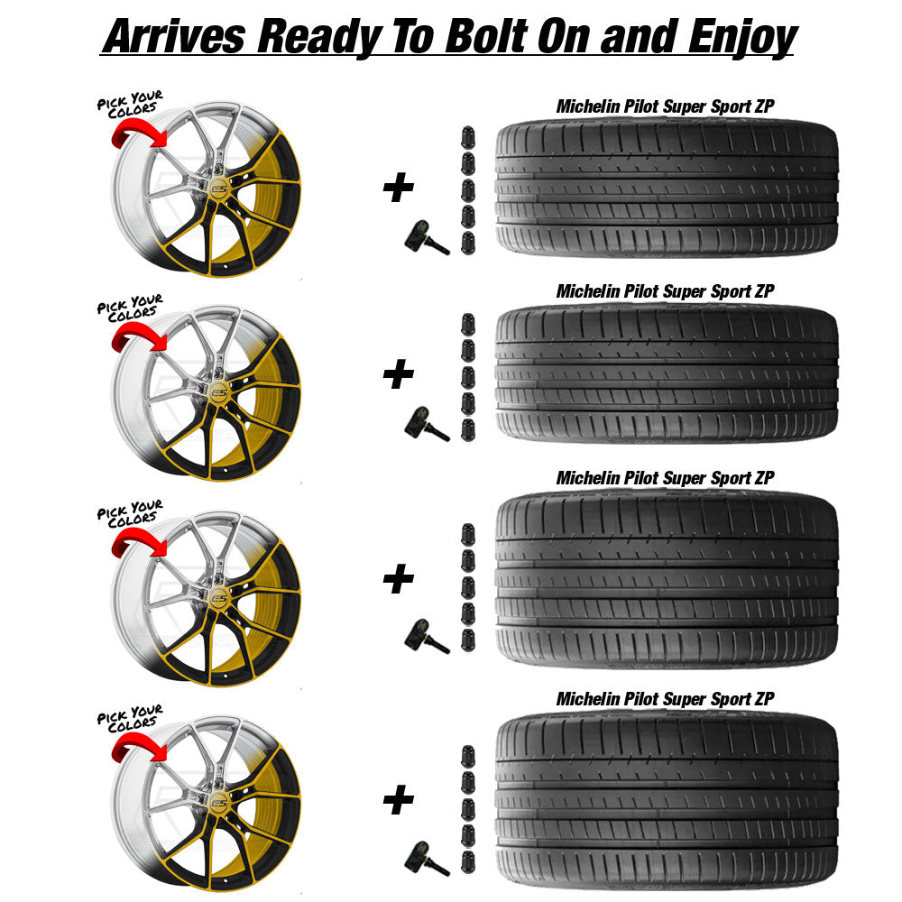 Chevy Corvette C7 Z06 E5 Daytona Custom Finish 19in wheel and Continental ExtremeContact Sport 02 tire package