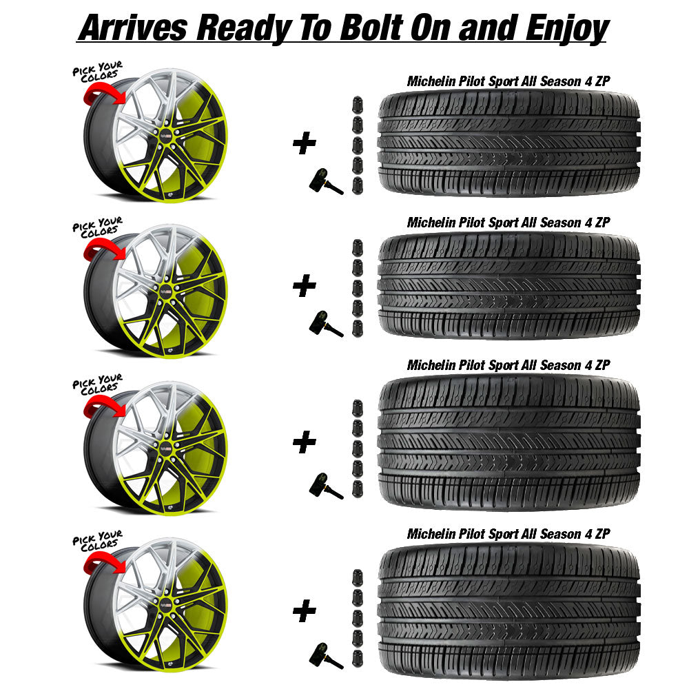 Cray Hammerhead Custom Finish Corvette C8 Michelin Pilot Sport 4 All Season ZP Wheel and Tire Package