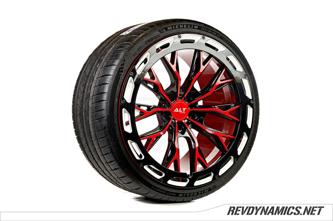 Corvette C8 Stingray ALT Forged ALT10R Torch Red, Black, and White 21x12" powder coated wheels
