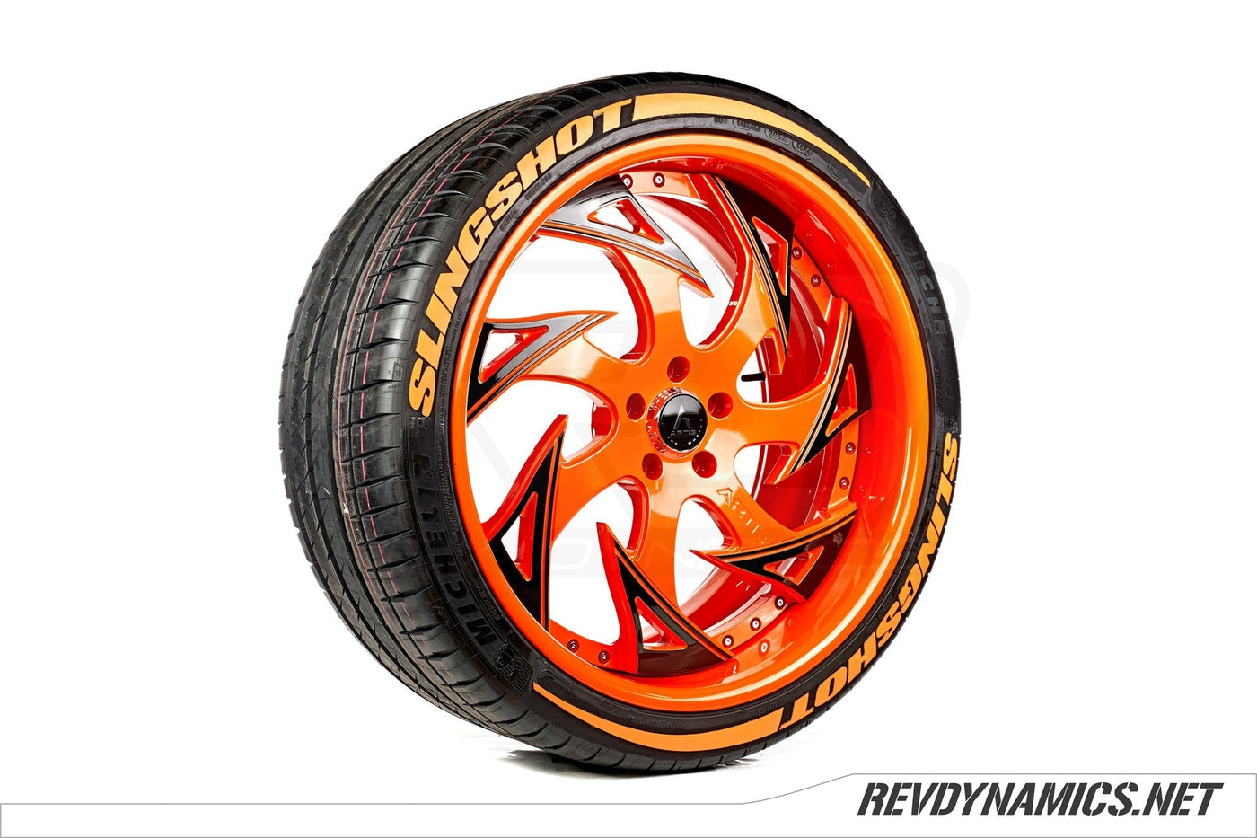 Polaris Slingshot SLR Artis Atomic Orange Madness and Black 22x11" powder coated wheels