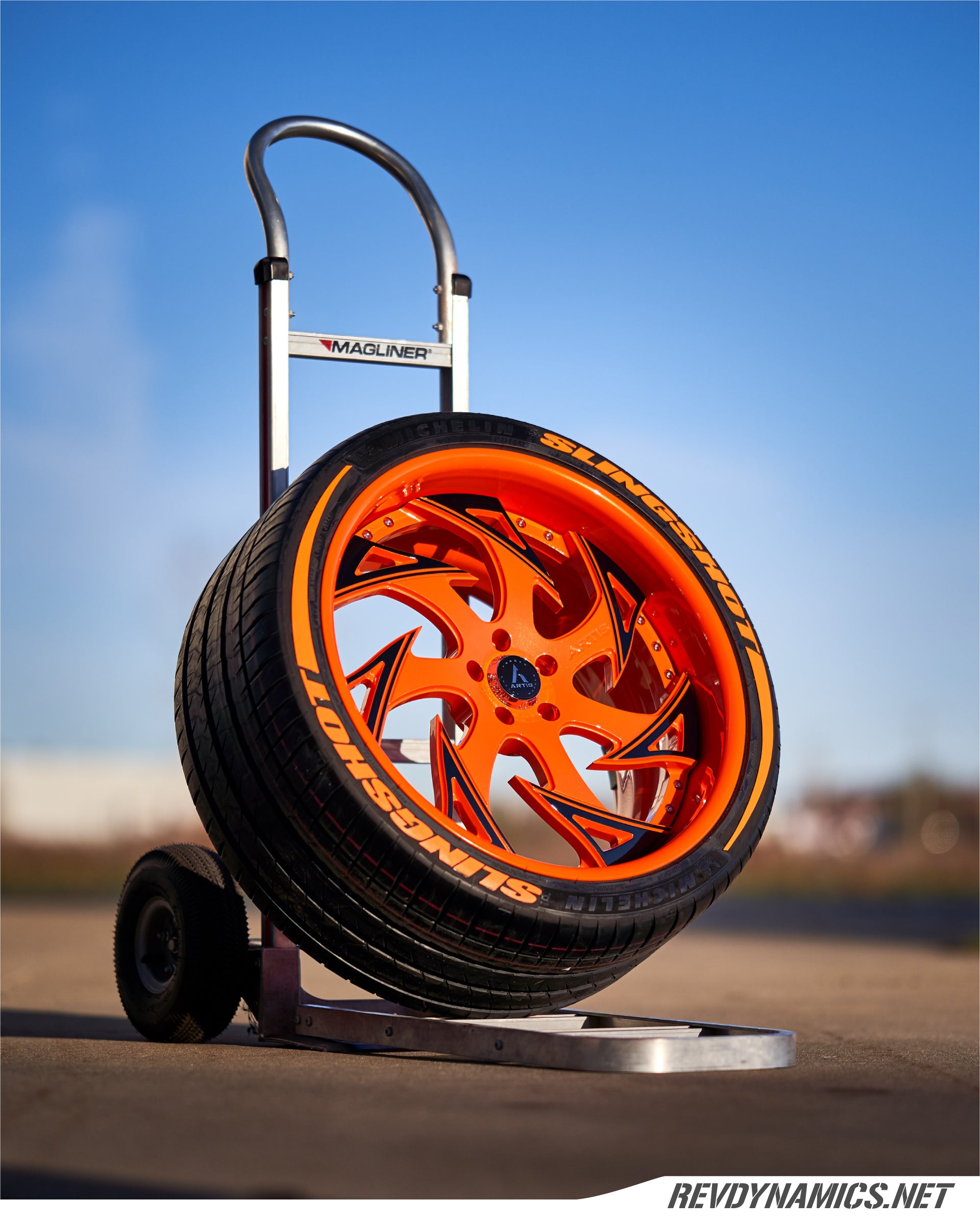 Artis Atomic 22x11 Orange Madness and Black with Tire Lettering 5499 