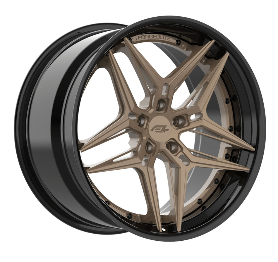 Forgedlite RS8 3pc C8 Corvette 20x9" Front 21x12" Rear Wheel and Tire Package - Bronze w/ Gloss Black Lip