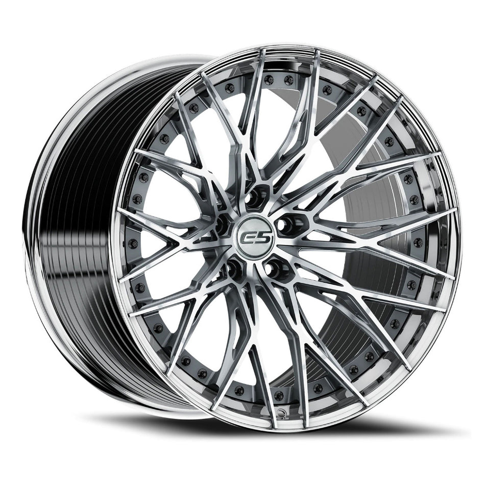 E5 Sebring 2P C8 Corvette Z06 20x10" Front 21x13" Rear Wheel and Tire Package - Titanium w/Polished Lip