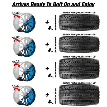 C8 Z06 E-Ray Renzo Forgedlite MC11 Custom Finish 20in wheel and Michelin Pilot Sport All Season 4 ZP tire package