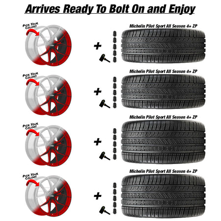 C8 Z06 E-Ray Renzo Forgedlite MC6 Custom Finish 20in wheel and Michelin Pilot Sport All Season 4 ZP tire package