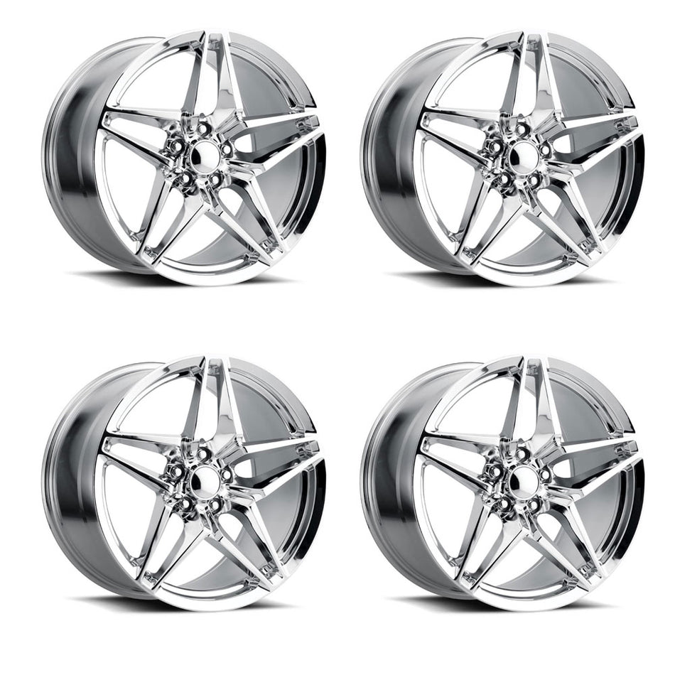 Factory Reproductions FR29 C7 Stingray Corvette 18" Front 19" Rear Wheel and Tire Package - Chrome
