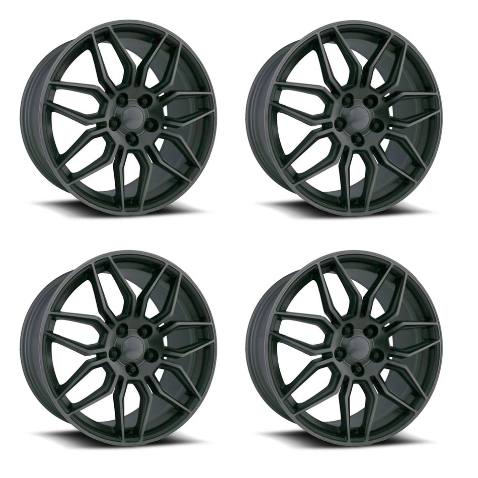 Factory Reproductions FR401F C7 Stingray Corvette 19" Front 20" Rear Wheel and Tire Package - Titanium Gray Machine