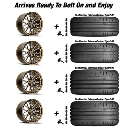 Chevy Corvette C7 Z06 E5 Sebring Bronze Brushed Tint 19in wheel and Continental ExtremeContact Sport 02 tire package