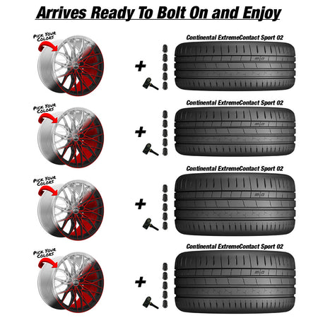 Chevy Corvette C7 Z06 E5 Sebring Custom Finish 19in wheel and Continental ExtremeContact Sport 02 tire package