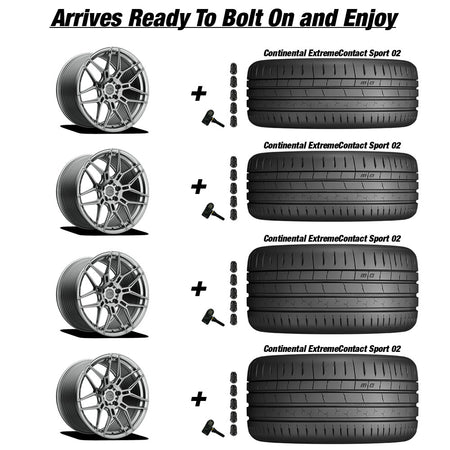 Chevy Corvette C7 Z06 E5 Speedway Titanium Brushed 19in wheel and Continental ExtremeContact Sport 02 tire package
