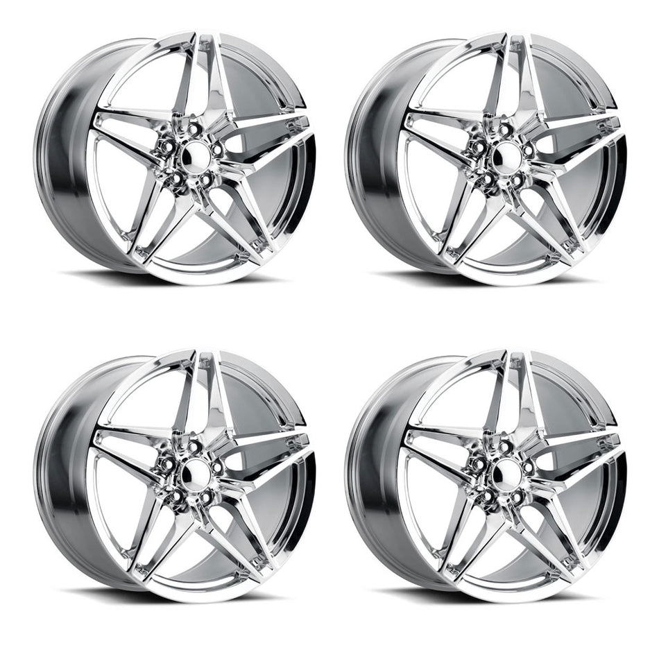 Factory Reproductions FR29 C7 Z06 Corvette 19" Front 20" Rear Wheel and Tire Package - Chrome