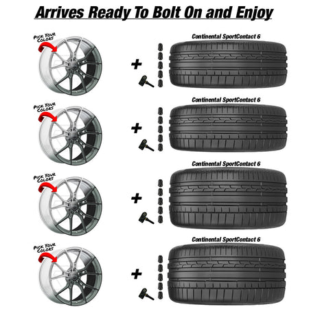 Chevy Corvette C8 Stingray E5 Daytona Custom Finish 20in wheel and Continental Sportcontact 6 tire package