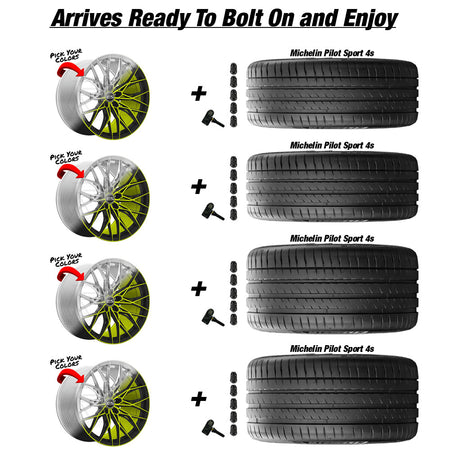Chevy Corvette C8 Stingray E5 Daytona Custom Finish 20in wheel and Michelin Pilot Sport 4S tire package
