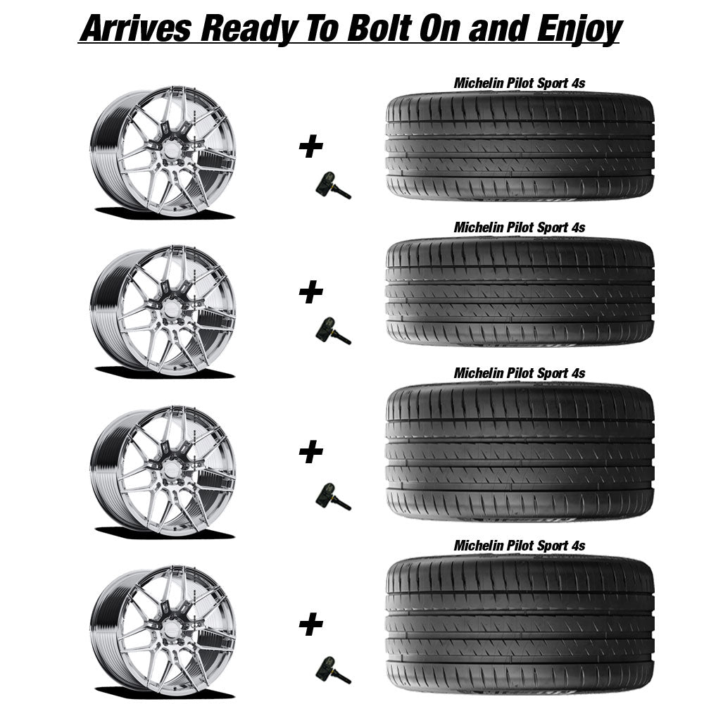 Chevy Corvette C8 Stingray E5 Speedway Chrome 20in wheel and Michelin Pilot Sport 4S tire package
