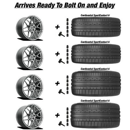 Chevy Corvette C8 Stingray E5 Speedway Titanium Brushed 20in wheel and Continental Sportcontact 6 tire package