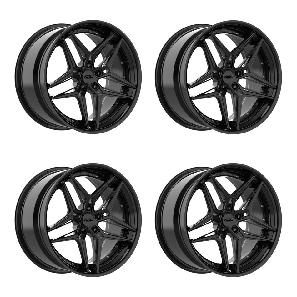 Forgedlite RS8 3pc C8 Corvette 20x9" Front 21x12" Rear Wheel and Tire Package - Gloss Black