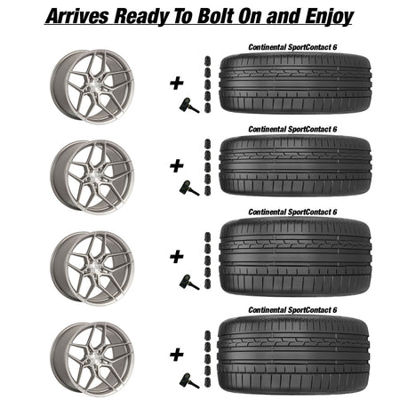 Chevy Corvette C8 Stingray Rohana RFX11 Brushed Titanium 20in wheel and Continental Sportcontact 6 tire package