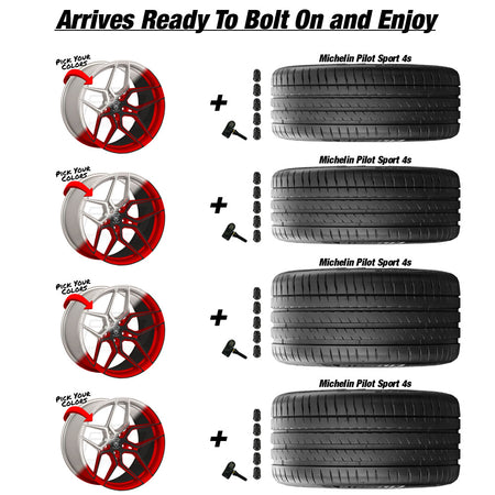 Chevy Corvette C8 Stingray Rohana RFX11 Custom Finish 20in wheel and Michelin Pilot Sport 4S tire package
