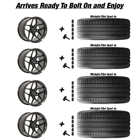 Chevy Corvette C8 Stingray Rohana RFX11 Gloss Black 20in wheel and Michelin Pilot Sport 4S tire package