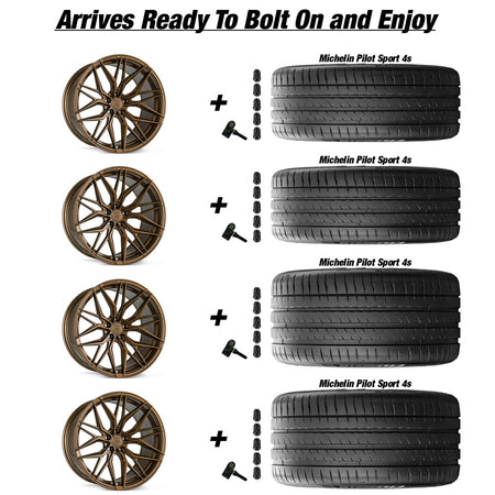 Chevy Corvette C8 Stingray Rohana RFX17 Brushed Bronze 20in wheel and Michelin Pilot Sport 4S tire package