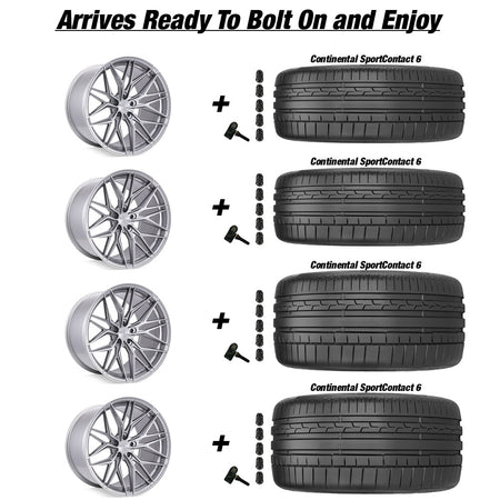 Chevy Corvette C8 Stingray Rohana RFX17 Brushed Titanium 20in wheel and Continental Sportcontact 6 tire package