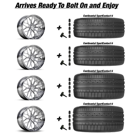 Chevy Corvette C8 Stingray Variant Maxim Chrome Powder 20in wheel and Continental Sportcontact 6 tire package