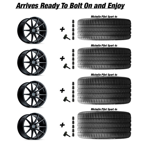 Chevy Corvette C8 Stingray Vossen HF-3 Double Tined Gloss Black 20in wheel and Michelin Pilot Sport 4S tire package