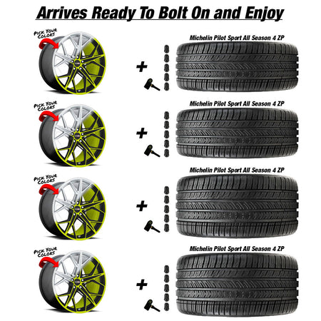 Cray Hammerhead Custom Finish Corvette C8 Michelin Pilot Sport 4 All Season ZP Wheel and Tire Package