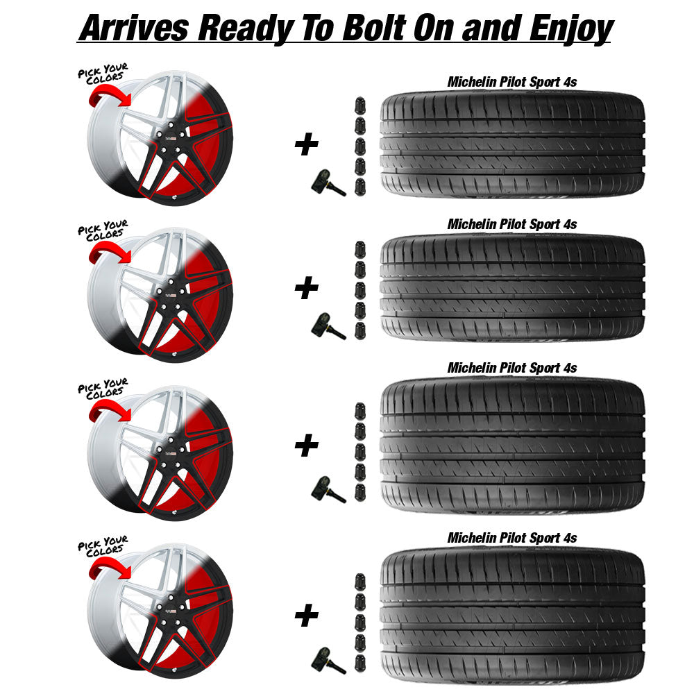 Cray Panthera Custom Finish Corvette C8 Michelin Pilot Sport 4s Wheel and Tire Package