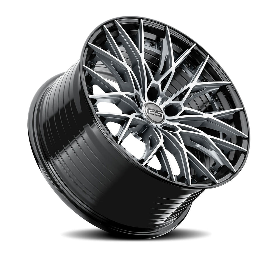 E5 Sebring 2P C8 Corvette Z06 20x10" Front 21x13" Rear Wheel and Tire Package - Titanium w/Gloss Black Lip