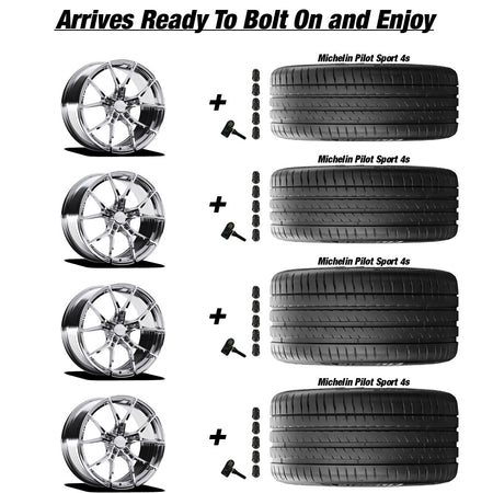 E5 Daytona Chrome Corvette C8 Michelin Pilot Sport 4s Wheel and Tire Package