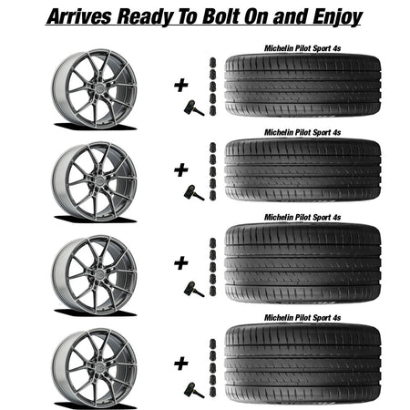 E5 Daytona Titanium Brushed Corvette C8 Michelin Pilot Sport 4s Wheel and Tire Package