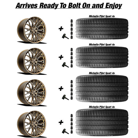 E5 Sebring Bronze Brushed Tint Corvette C8 Michelin Pilot Sport 4s Wheel and Tire Package