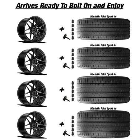 E5 Speedway Gloss Black Corvette C8 Michelin Pilot Sport 4s Wheel and Tire Package