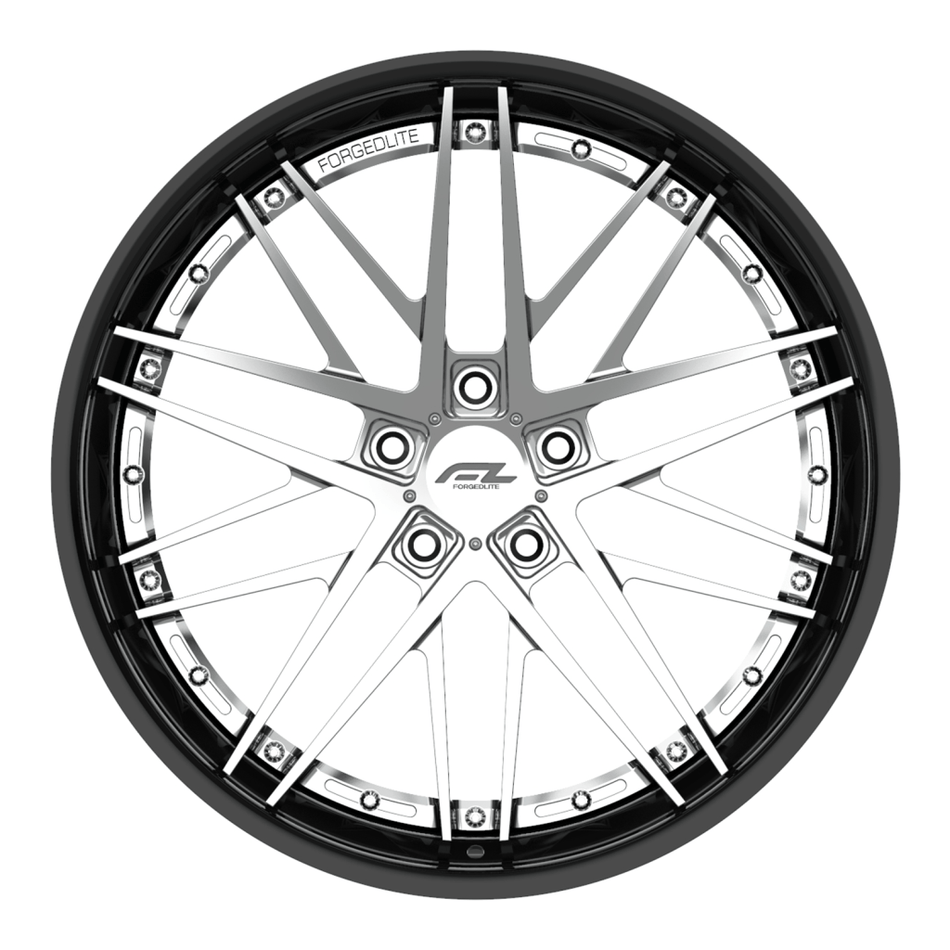 Forgedlite RS7 3pc C8 Corvette 20x9" Front 21x12" Rear Wheel and Tire Package - Chrome w/ Black Lip