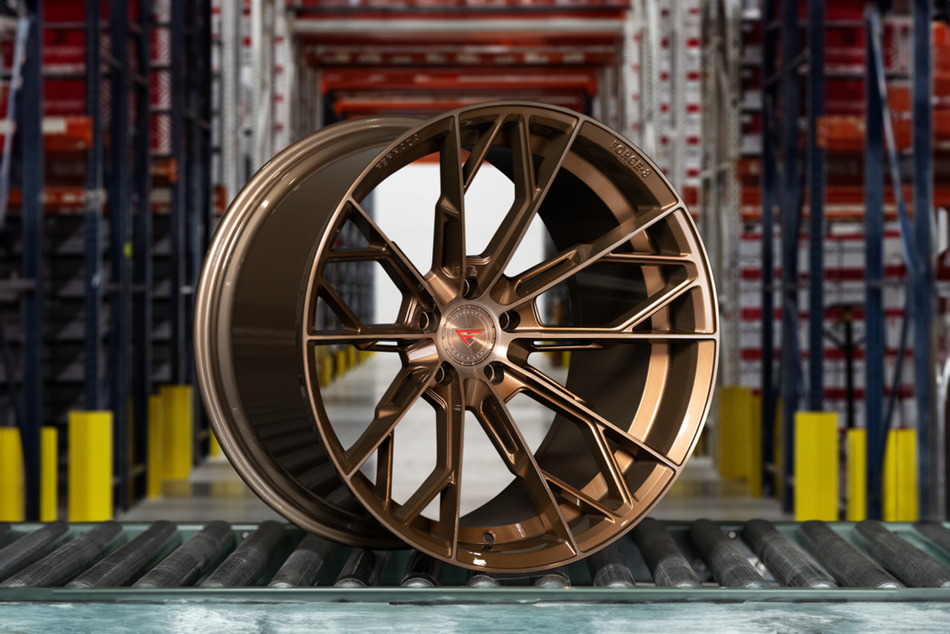 Ferrada FR11 Slingshot 20" Front 22" Rear Wheel and Tire Package - Brushed Cobre