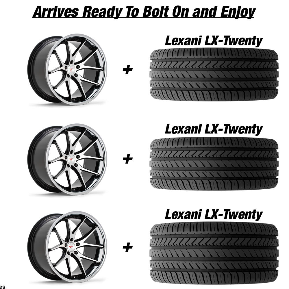 Polaris Slingshot Ferrada FR2 Machine Black wChrome Lip Wheel and Tire Package