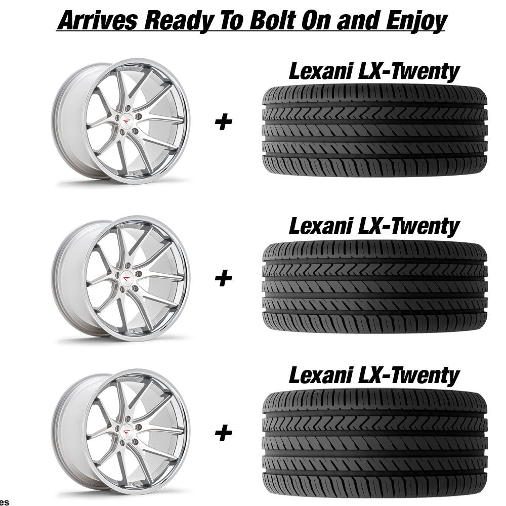 Polaris Slingshot Ferrada FR2 Machine Silver wChrome Lip Wheel and Tire Package