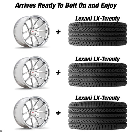 Polaris Slingshot Ferrada FR2 Machine Silver wChrome Lip Wheel and Tire Package