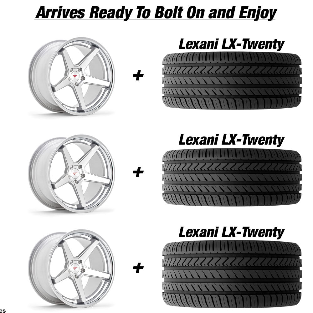 Polaris Slingshot Ferrada FR3 Machine Silver wChrome Lip Wheel and Tire Package