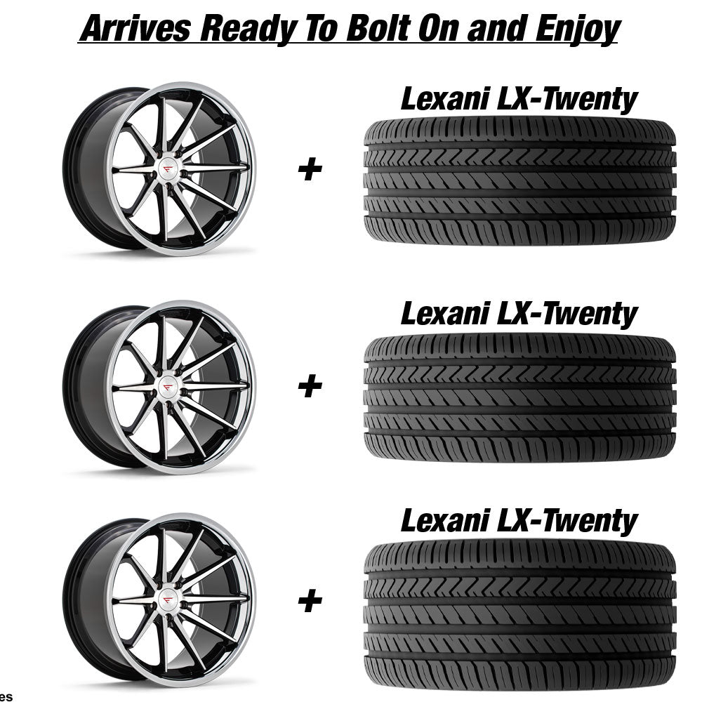 Polaris Slingshot Ferrada FR4 Machine Black wChrome Lip Wheel and Tire Package