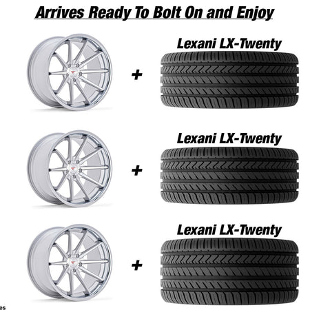 Polaris Slingshot Ferrada FR4 Machine Silver wChrome Lip Wheel and Tire Package