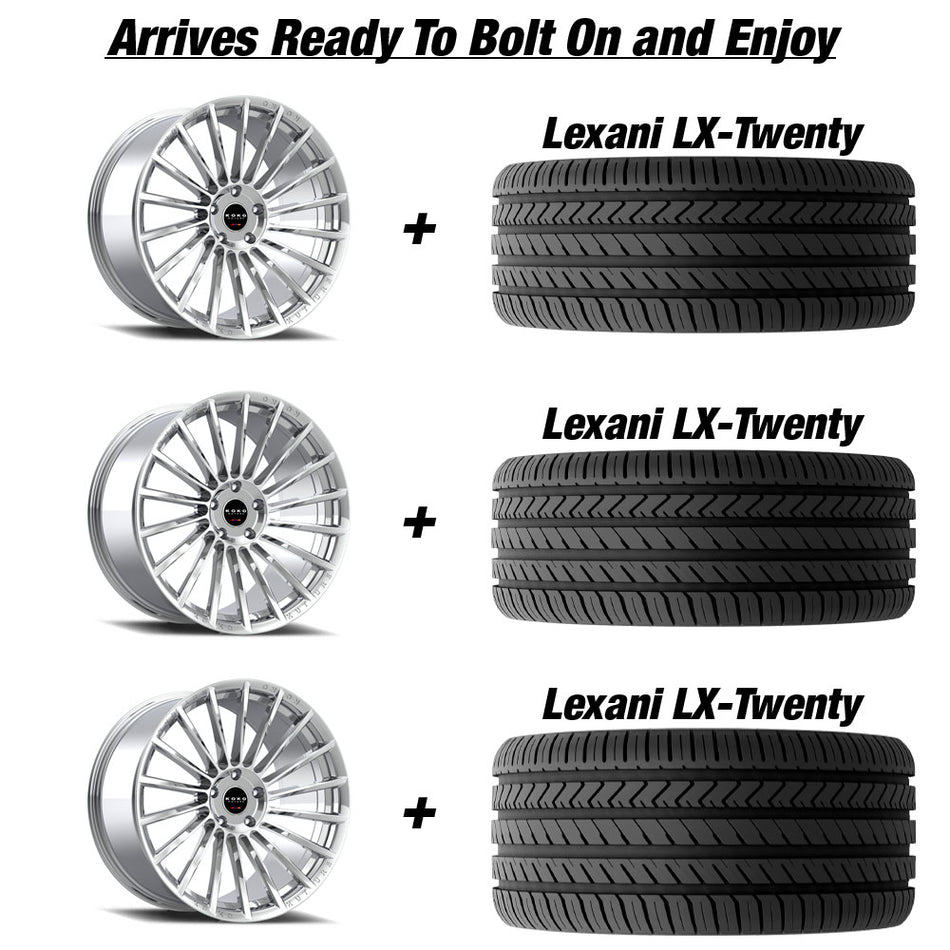 Polaris Slingshot Koko Kuture Urfa Gloss Silver Wheel and Tire Package