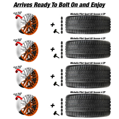 Lexani Aries Custom Finish Corvette C8 Michelin Pilot Sport 4 All Season ZP Wheel and Tire Package