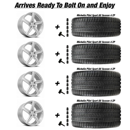 MRR F23 Brushed Clear Corvette C8 Michelin Pilot Sport 4 All Season ZP Wheel and Tire Package