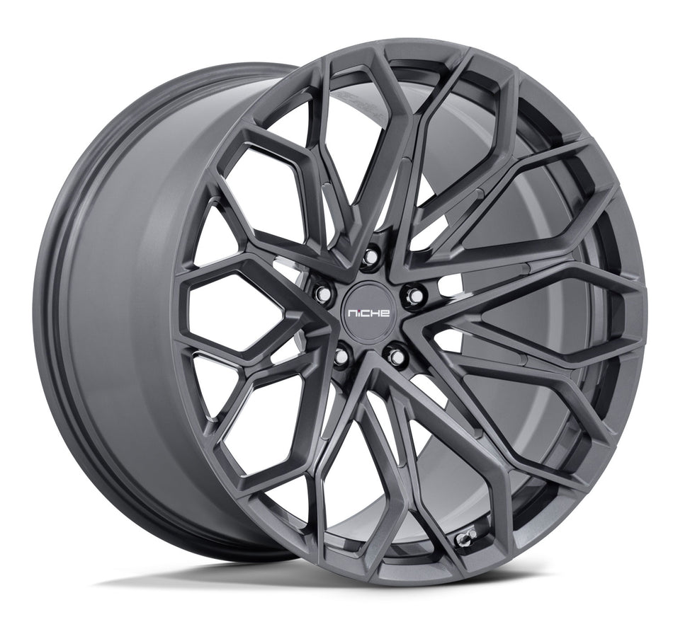 Niche Manta C8 Corvette 20x9" Front 21x12" Rear Wheel and Tire Package - Satin Gunmetal